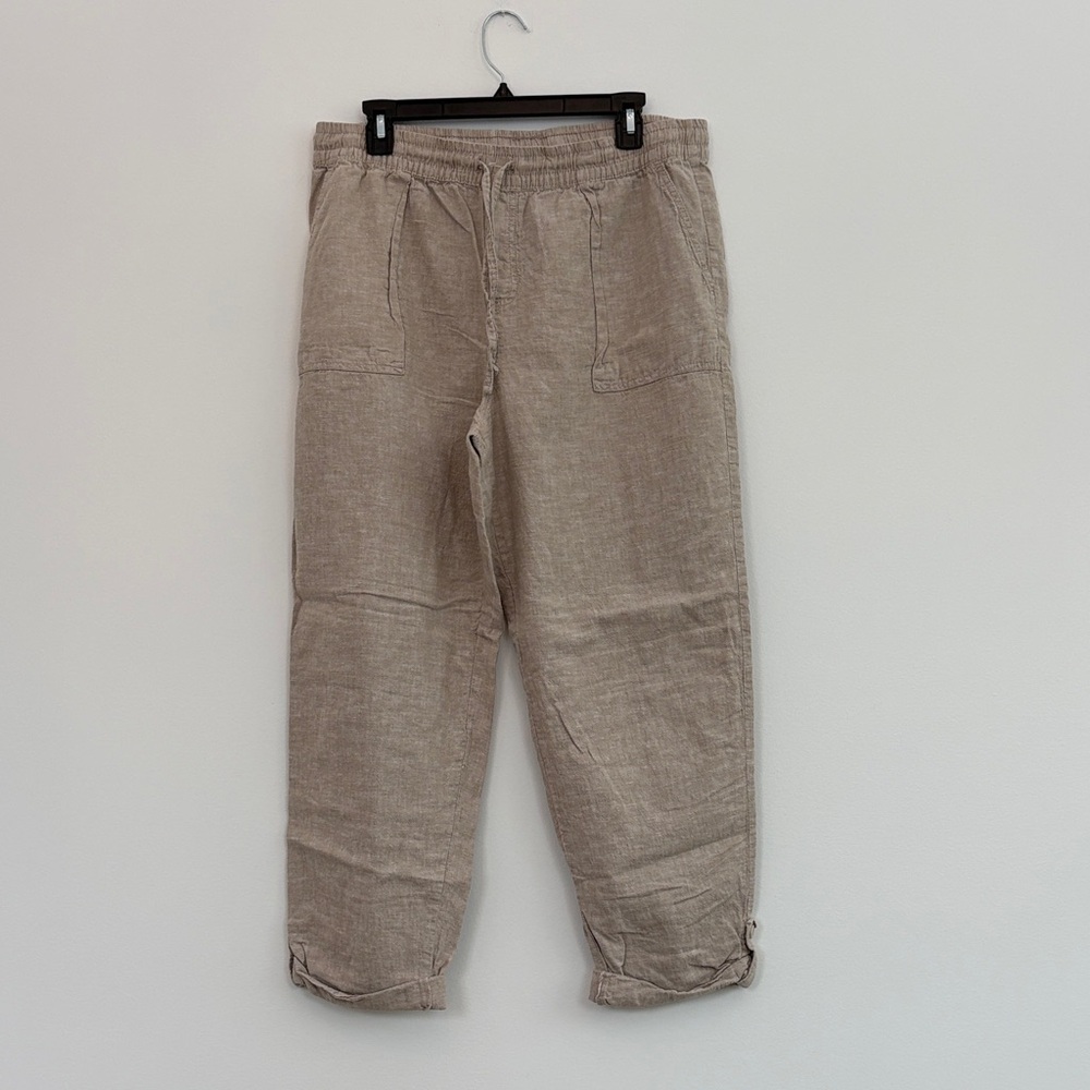 Joe Fresh Women's Linen-Blend Drawstring Joggers in Light Beige